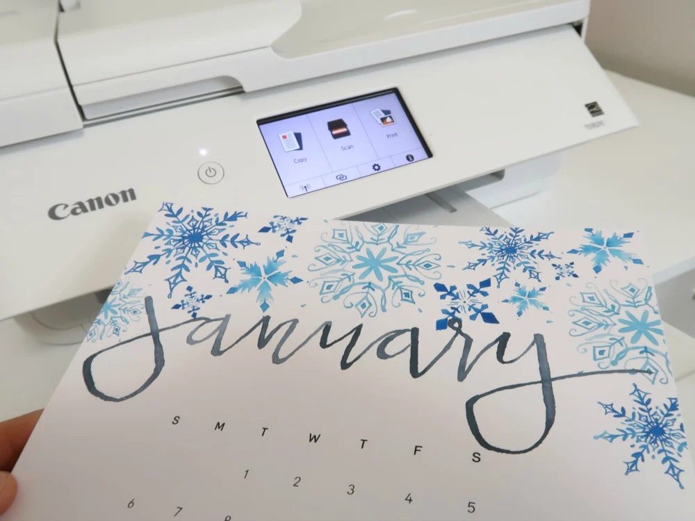 Handlettered Watercolor Calendar Printable, Printed On Canon TS9521C Printer #Bekob