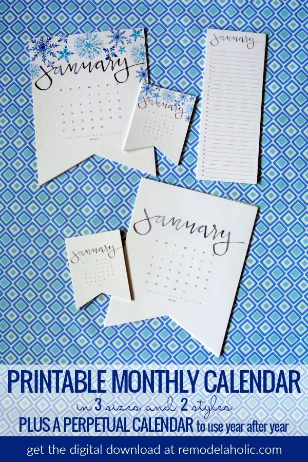 Decorate while organizing your schedule and dates with this striking watercolor handlettered printable calendar, plus a matching perpetual calendar for birthdays and anniversaries.