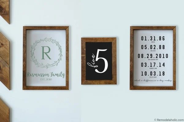 Handmade Wall Decor options: Family Gallery Wall Bundle Family Name Monogram, Number, Important Dates #Bekob