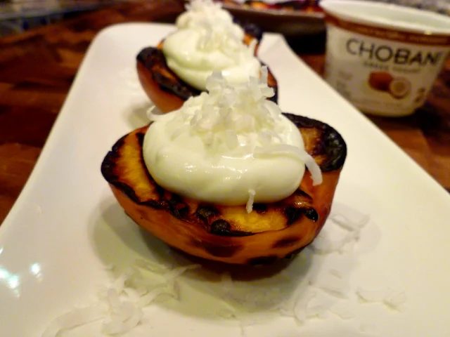 If it is a fruit, you should probably try grilling it, like these Grilled Nectarines with Whipped Coconut Chobani by The Baking Fairy.