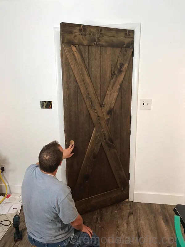 Handmade Wood Barn Door on Hinges for $25 #Bekob