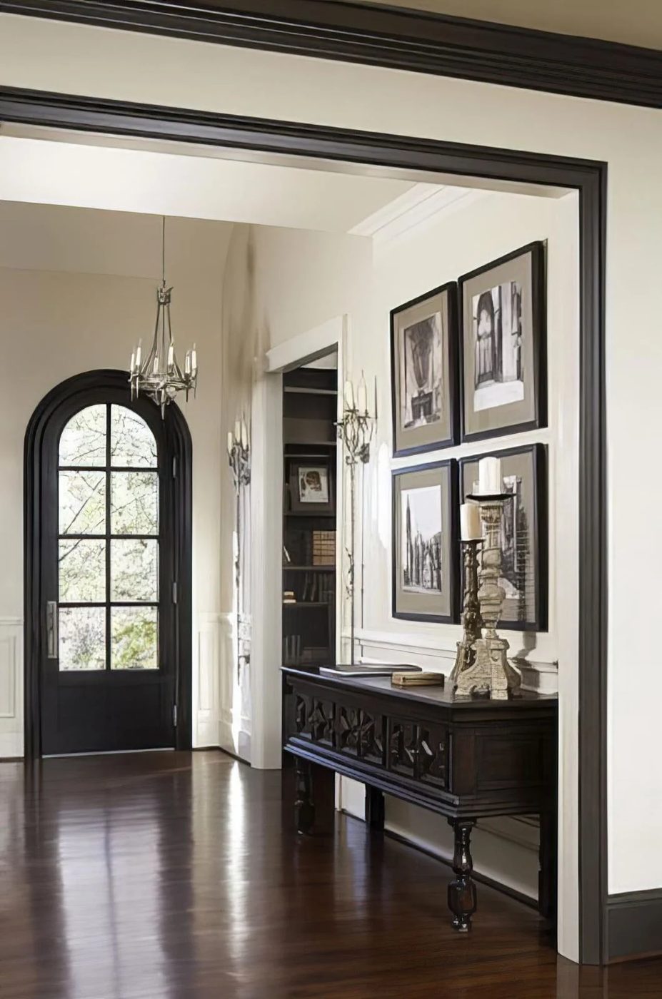 6 Gray Trim Door Highlighting Intersting Shaped Entry Door 110530