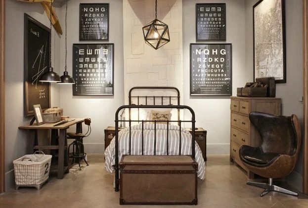Restoration Hardware masculine room