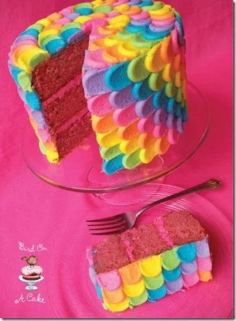 Bird on a Cake Rainbow petal cake