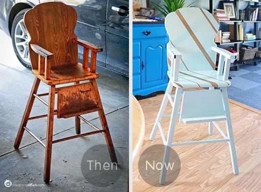 Striped Wooden High Chair