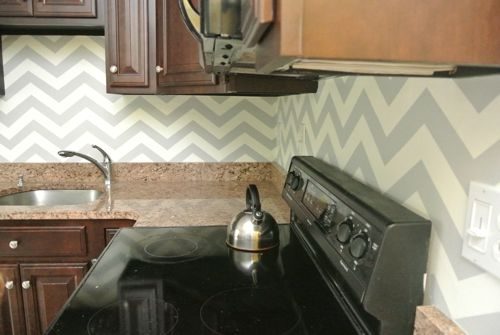 painted chevron backsplash