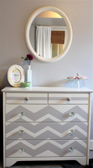 gray dresser chevron stripes painted