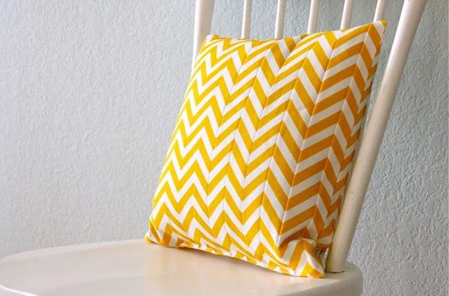 yellow chevron pillow