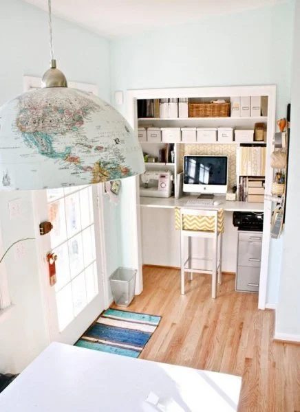 Gold and White Office in a Closet