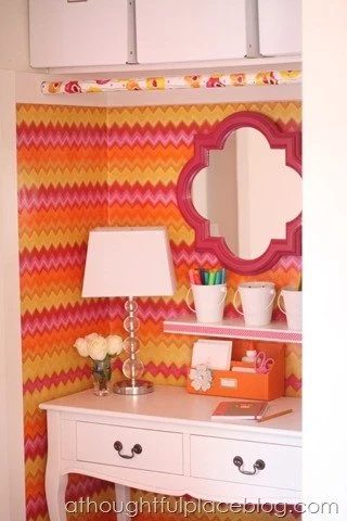Warm Chevron Closet Office