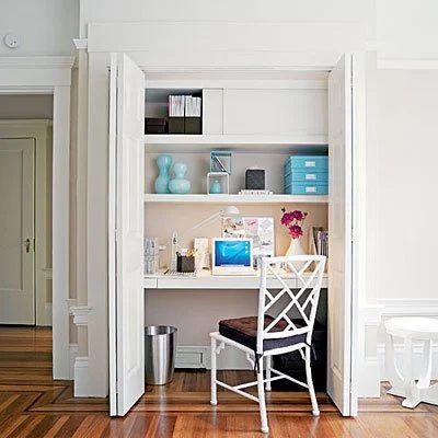 Streamlined White Closet Office