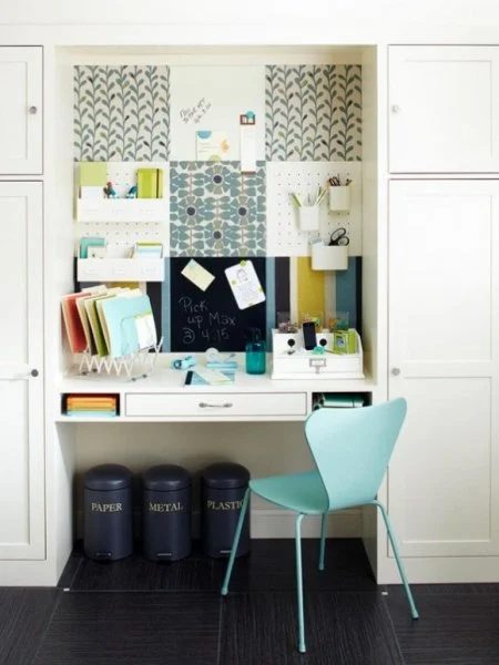 Fresh Patchwork Closet Office with Modular Wall Organizer