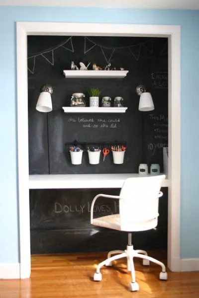 Chalkboard Office in a closet