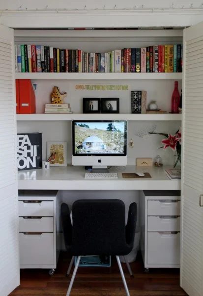 Symmetrical White Closet Office