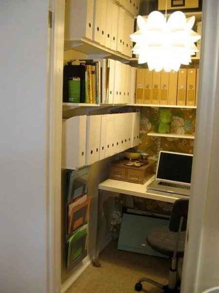 Stylish Floral Office in a Walk-In Closet
