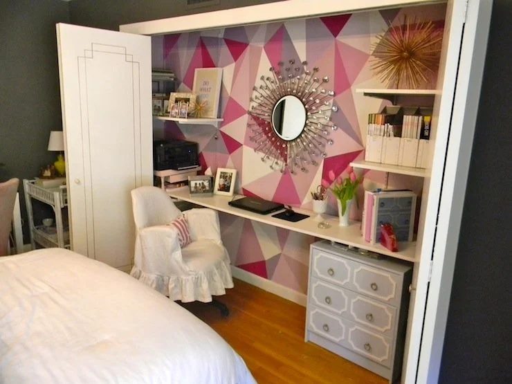 Geometric Pink Office Closet