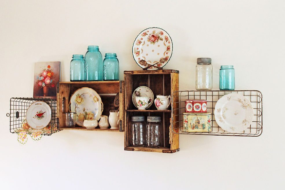 organized kitchen vintage shelving