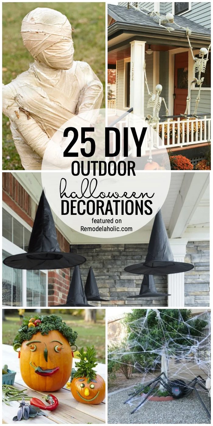 Scare your neighbors with these fantastic and creepy Handmade outdoor Halloween decoration options. We are sharing 25 of our favorites from witches, to mummies, to spiders and more