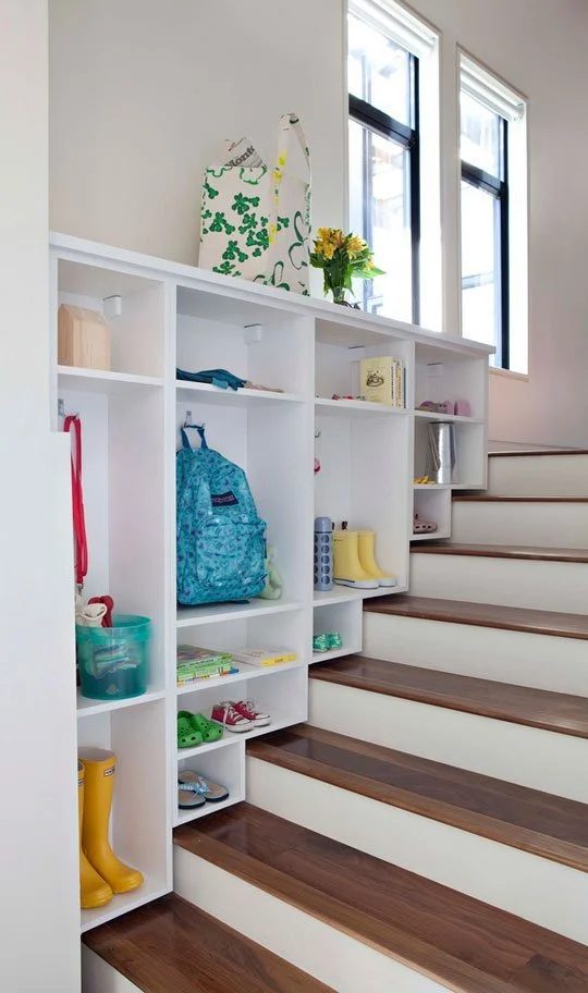 over stairs mudroom