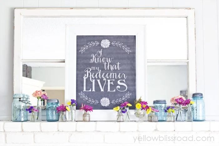 Colorful Mantel and Chalkboard Printable
