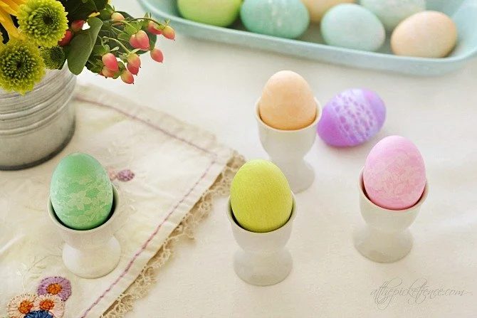 Lace Dyed Easter Eggs
