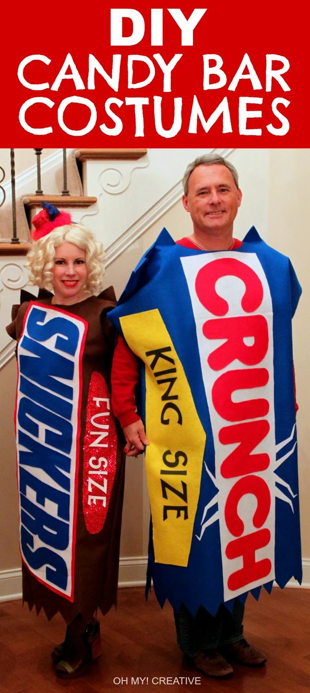 How To Make A Handmade Halloween Candy Bar Costumes Made From Felt. Free Printable Letter Templet Printable OHMY CREATIVE.COM