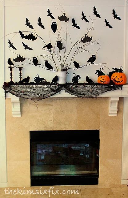 glowing Halloween silhouette mantle | Handmade Halloween Decoration options