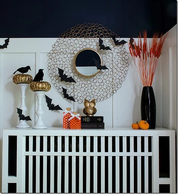 Faux Halloween Mantel with Bats | Handmade Halloween Decoration options
