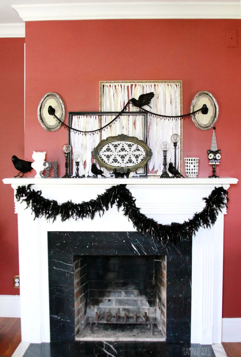 Vintage black and white halloween mantel | straightforward Handmade Halloween Decoration options