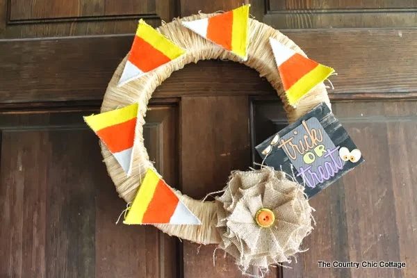 trick or treat candy corn Halloween wreath