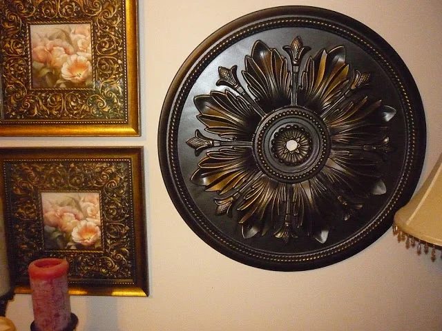 ceiling medalion painted and aged as art