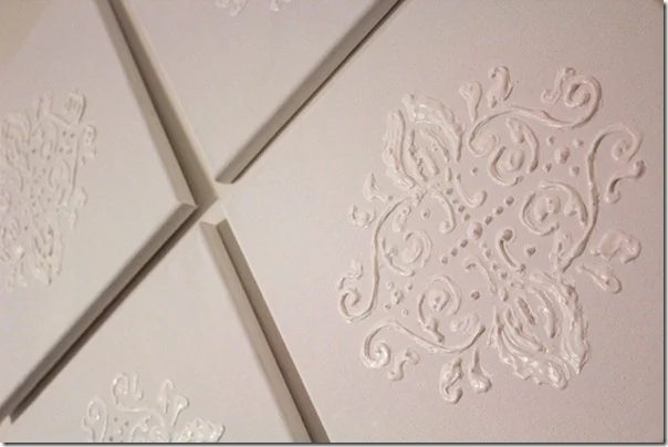 Handmade damask wall art Puffy paint wall art