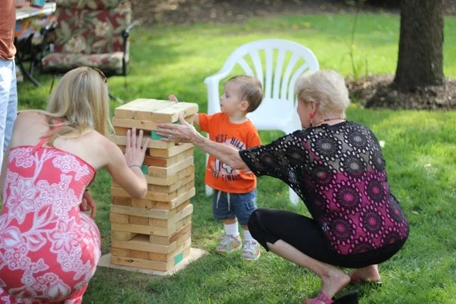 Handmade lawn jenga