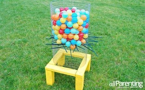 Handmade back yard ker-plunk game