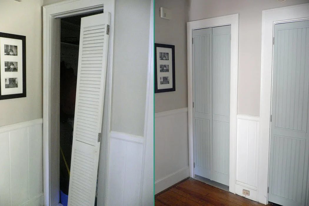 updated louvered biflod doors to a new look