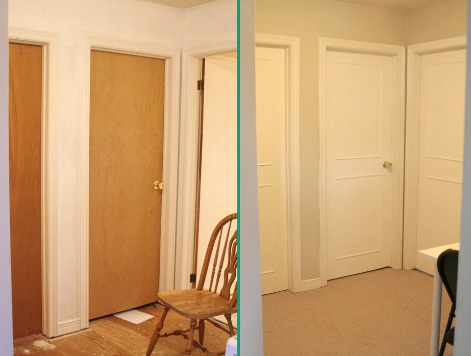Adding two raised panel to a flat builder grade door
