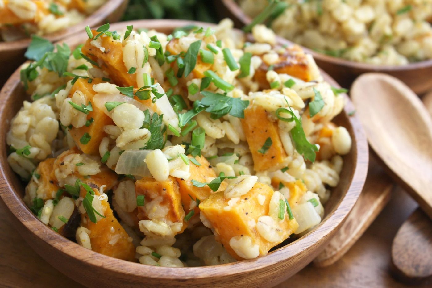 Pumpkin Barley Risotto Sweet Potatoes The Garlic Diaries