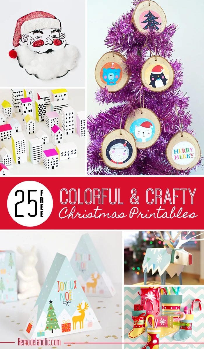 25 Free Colorful and Crafty Christmas Printables | Bekob.com #holiday #art