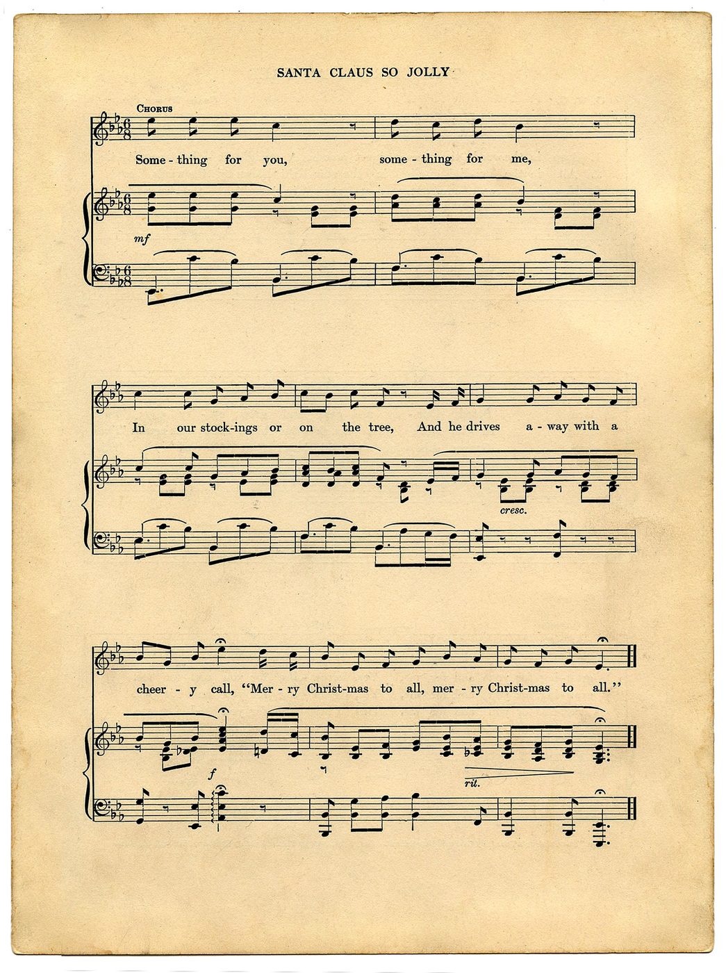 Sant Claus So Jolly, vintage Christmas sheet music