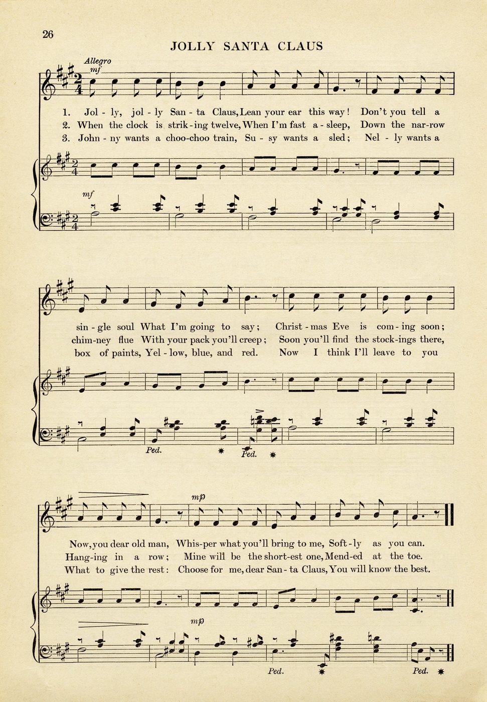 Jolly Santa Claus printable vintage sheet music from the Old Design Shop
