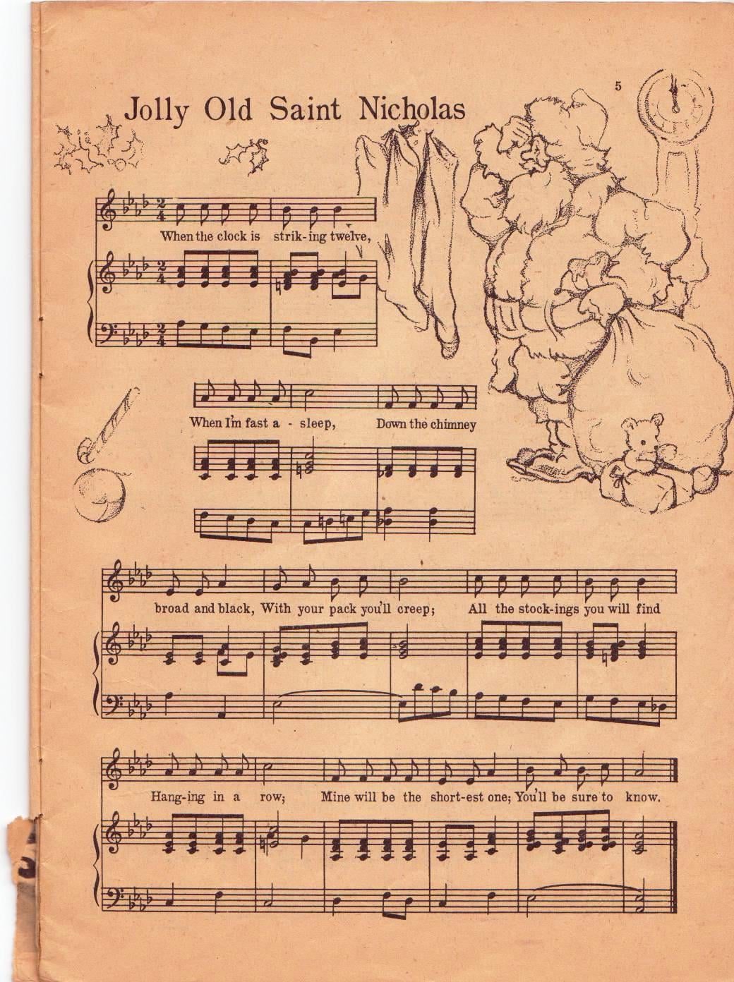 Jolly Old St Nicholas, 1958 Vintage Christmas music to print