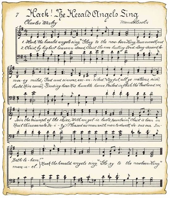 Hark! The Herald Angels Sing vintage Christmas printable
