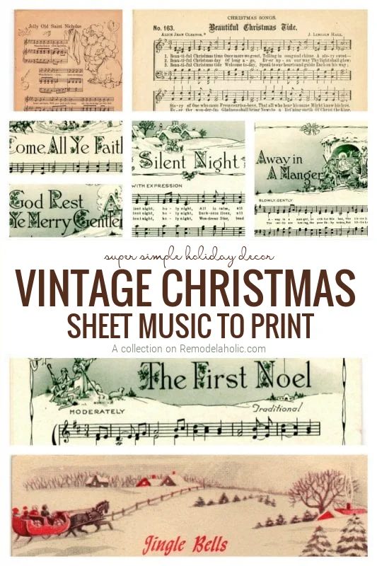 Vintage Christmas Sheet Music To Print For Holiday Decor