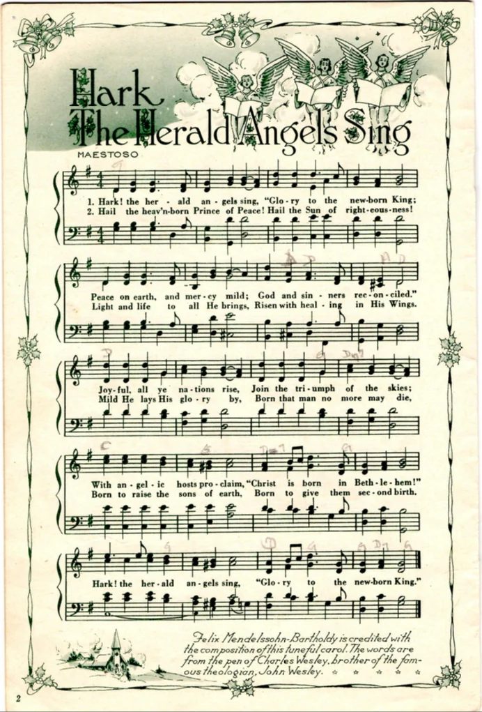 Hark the Harald Angels Sing printable vintage sheet music