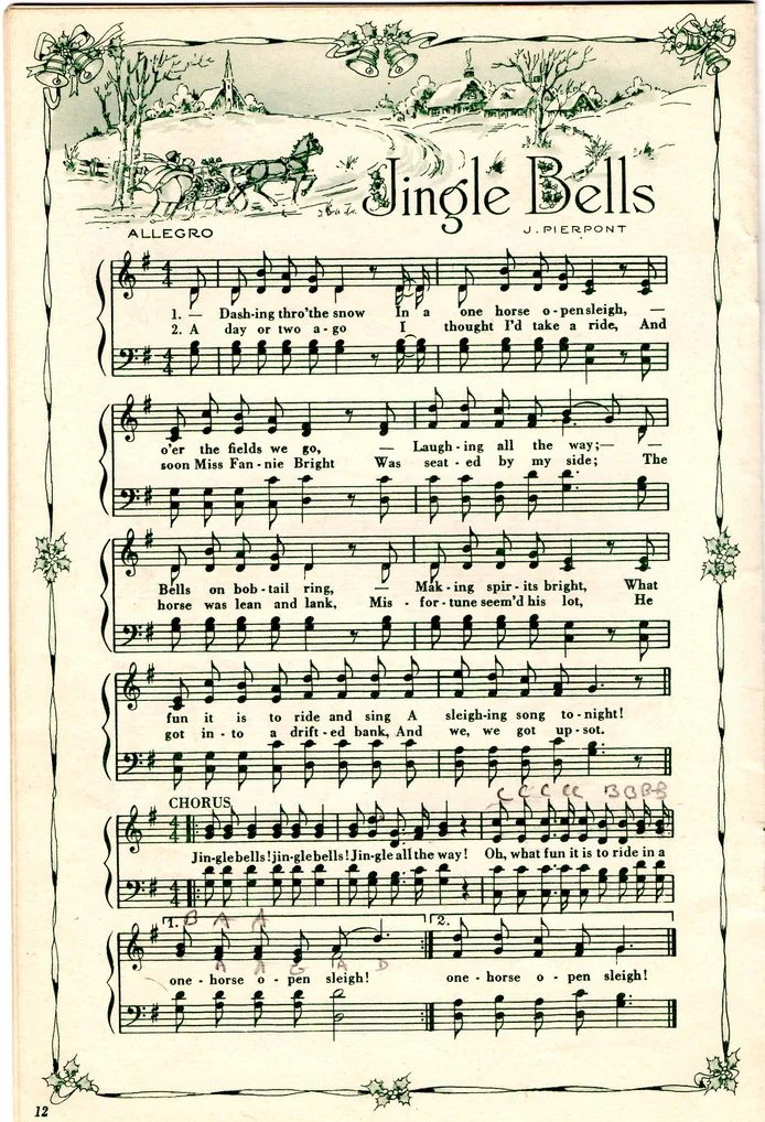 Jingle Bells vintage sheet music