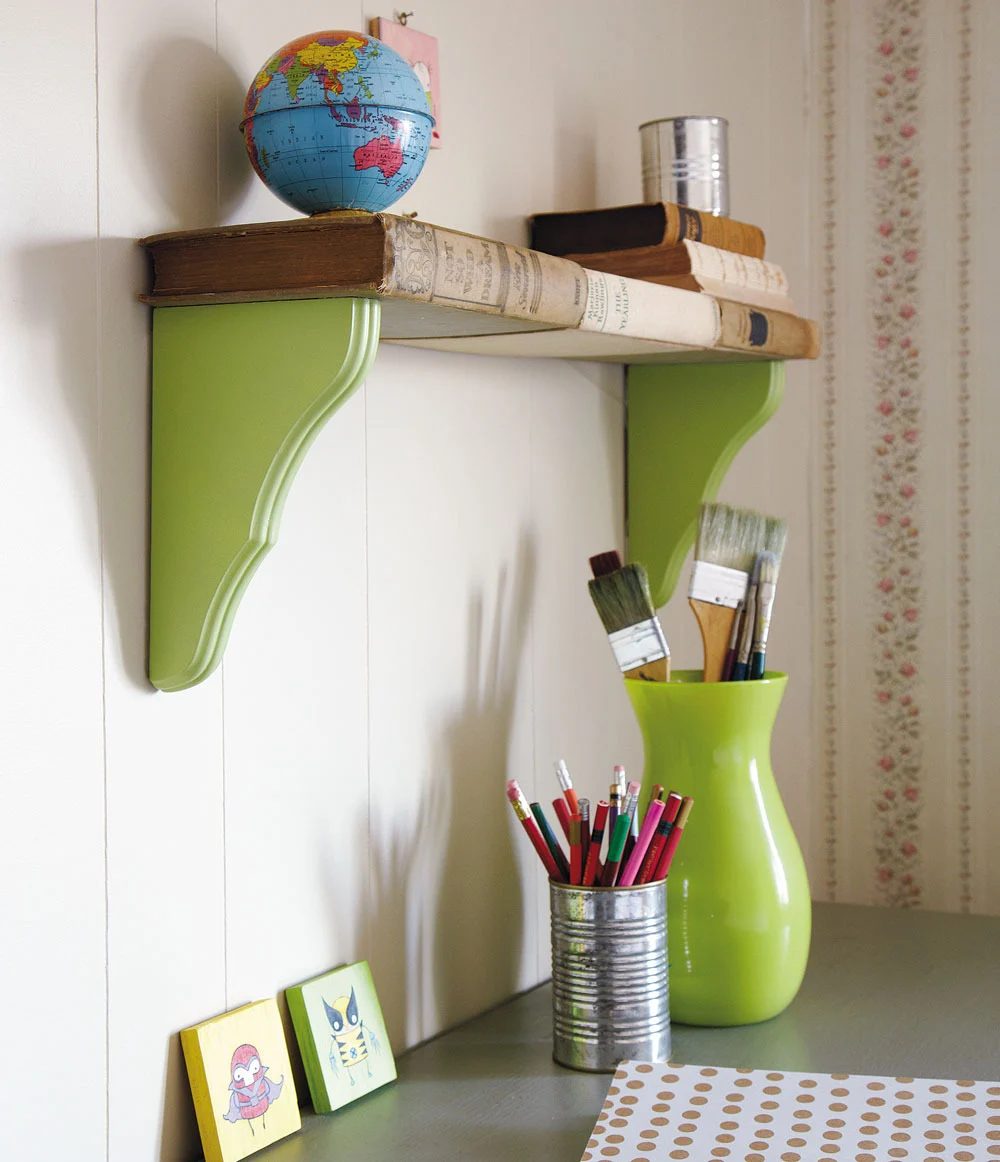 shelf made from brackets and old books, Melanie Falick - The Repurposed Library