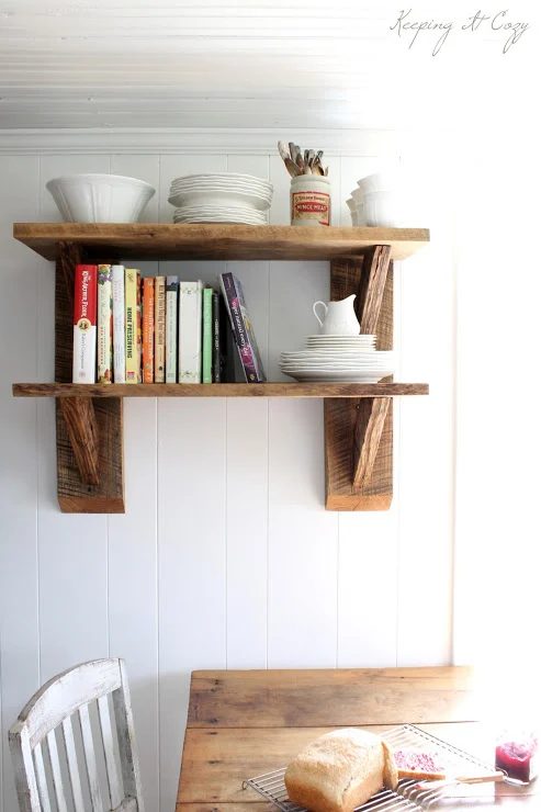 reclaimed wood handmade kitchen shelves, Keeping It Cozy