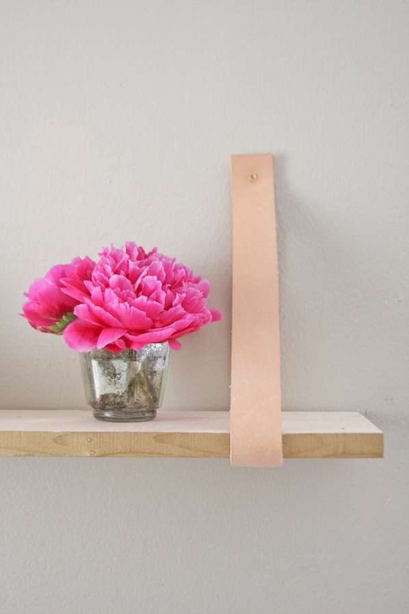 handmade wood and leather shelf, Camille Styles on TrendHunter