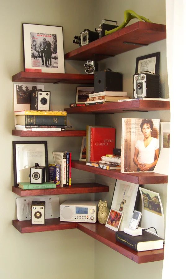 Handmade corner shelving, A Home West