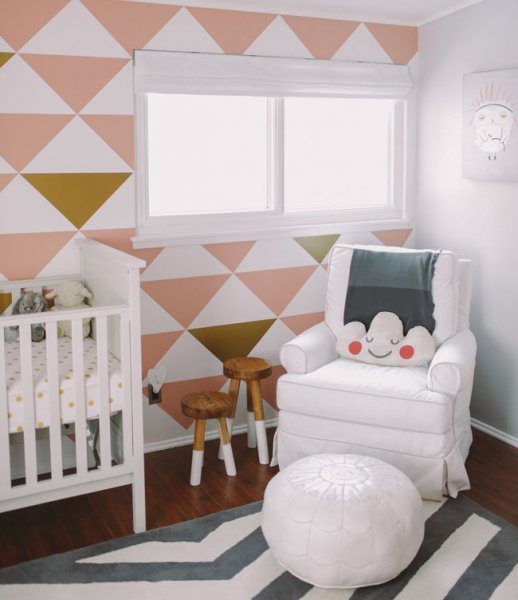 Modern Girl's Nursery with Triangle Wall